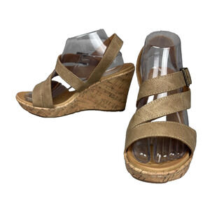 BOC Born Schirra Sandals Women's 10M Natural Wedge Strappy Cork Faux Leather